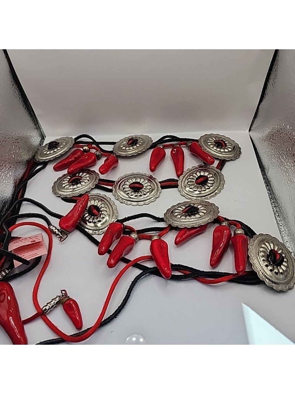 Vintage Concho Chili Pepper Adjustable One Size Statement Belt NWT